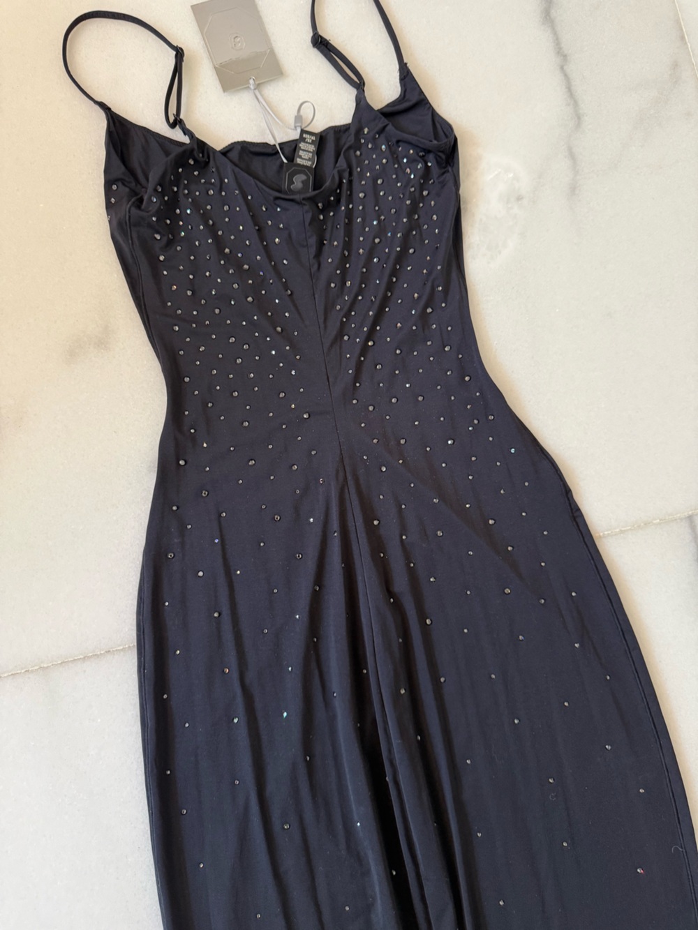 SKIMS Black Rhinestone-Studded maxi dress - Picture 6 of 6